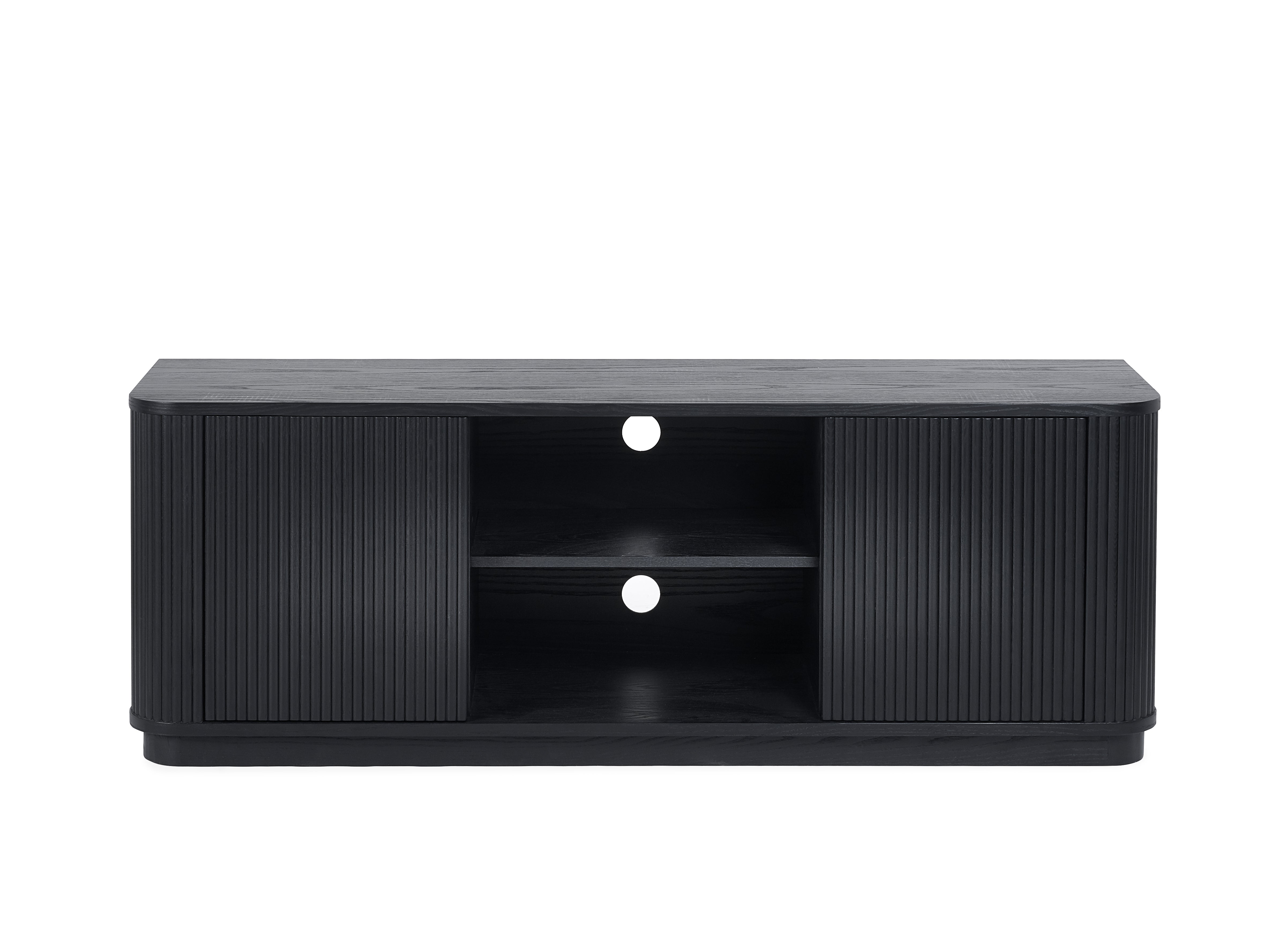 Como Fluted Black Wood TV Unit